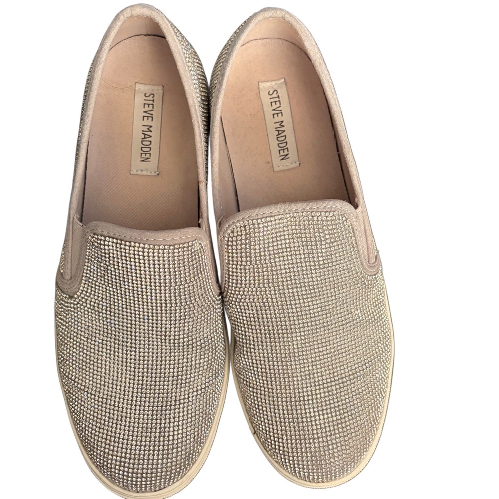Gently Worn, Steve Madden Women's Silver Crystal Sneakers, Size 9